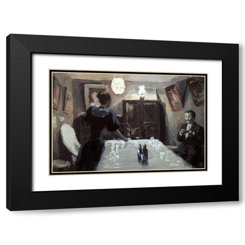 Expecting Visitors Black Modern Wood Framed Art Print with Double Matting by Borisov-Musatov, Viktor E.