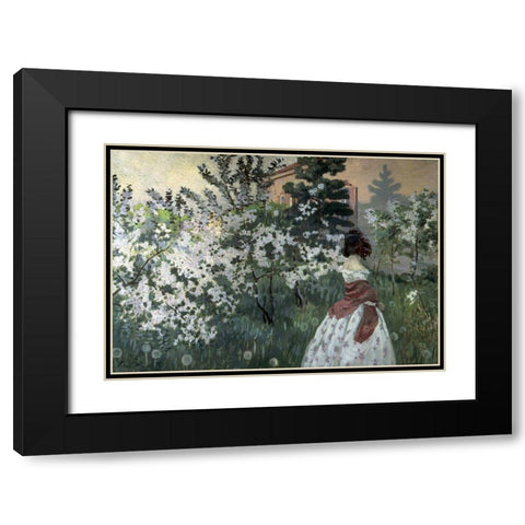 Spring Black Modern Wood Framed Art Print with Double Matting by Borisov-Musatov, Viktor E.