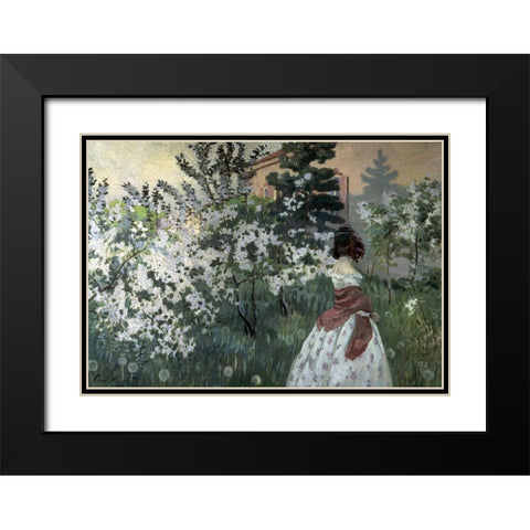 Spring Black Modern Wood Framed Art Print with Double Matting by Borisov-Musatov, Viktor E.