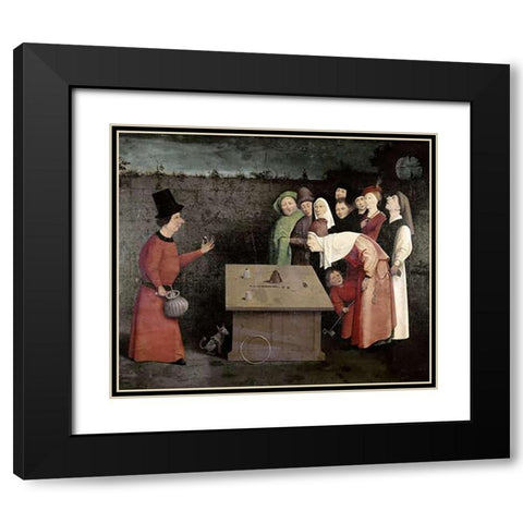 Conjuror Black Modern Wood Framed Art Print with Double Matting by Bosch, Hieronymus