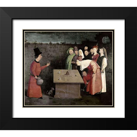 Conjuror Black Modern Wood Framed Art Print with Double Matting by Bosch, Hieronymus