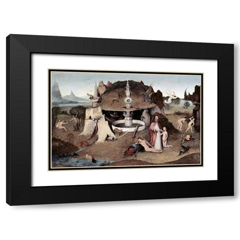 Garden of Paradise Black Modern Wood Framed Art Print with Double Matting by Bosch, Hieronymus