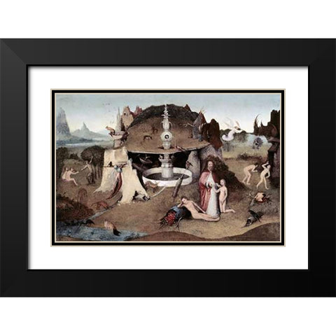 Garden of Paradise Black Modern Wood Framed Art Print with Double Matting by Bosch, Hieronymus