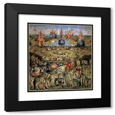 The Garden of Earthly Delights - Center Panel Black Modern Wood Framed Art Print with Double Matting by Bosch, Hieronymus