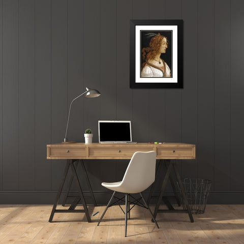 Portrait of a Young Woman Black Modern Wood Framed Art Print with Double Matting by Botticelli, Sandro