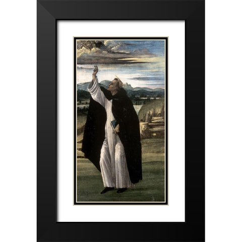 Saint Dominic Black Modern Wood Framed Art Print with Double Matting by Botticelli, Sandro