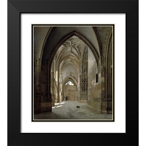 Portal of St. Germain LAuxerrois Black Modern Wood Framed Art Print with Double Matting by Bouhot, Etienne