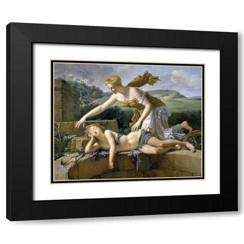 Child and Fortune Black Modern Wood Framed Art Print with Double Matting by Bouillon, Leon