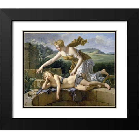 Child and Fortune Black Modern Wood Framed Art Print with Double Matting by Bouillon, Leon