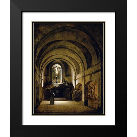 Chapelle Du Calvaire Black Modern Wood Framed Art Print with Double Matting by Bouton, Charles-Marie