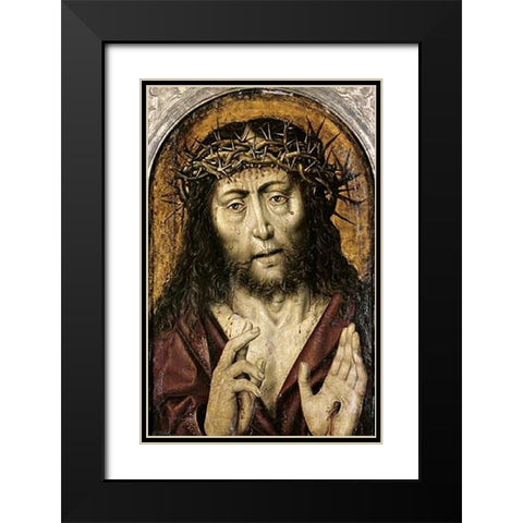 Man of Sorrows Black Modern Wood Framed Art Print with Double Matting by Bouts, Aelbrecht