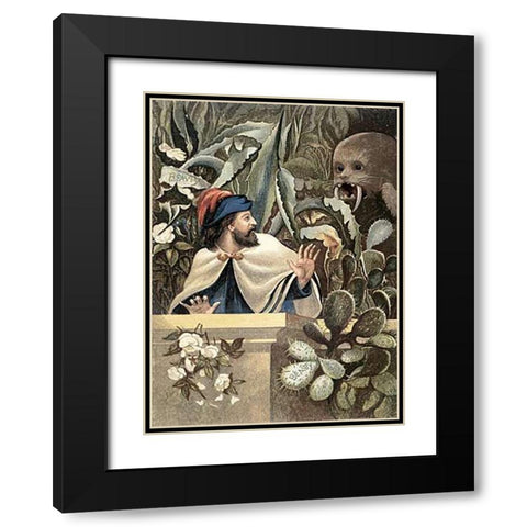 Upon The Strange, Prickly Leaves, Someone Has Carved The Beasts Name Black Modern Wood Framed Art Print with Double Matting by Boyle, Eleanor Vere