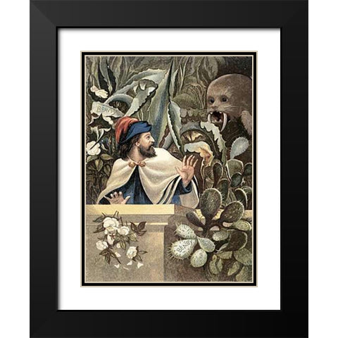 Upon The Strange, Prickly Leaves, Someone Has Carved The Beasts Name Black Modern Wood Framed Art Print with Double Matting by Boyle, Eleanor Vere