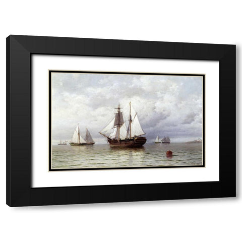 Outward Bound Whaler Black Modern Wood Framed Art Print with Double Matting by Bradford, William