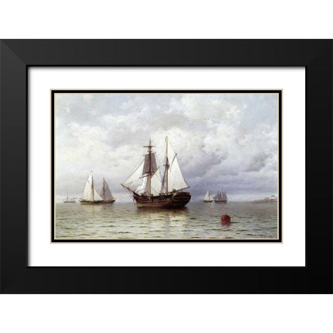 Outward Bound Whaler Black Modern Wood Framed Art Print with Double Matting by Bradford, William