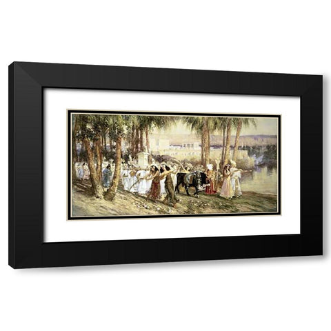 Egyptian Procession Black Modern Wood Framed Art Print with Double Matting by Bridgman, Frederick Arthur