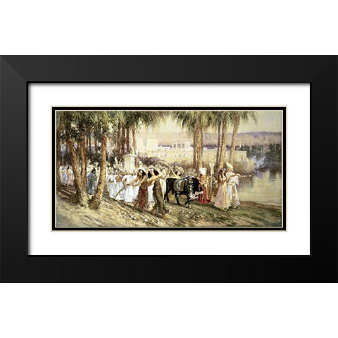 Egyptian Procession Black Modern Wood Framed Art Print with Double Matting by Bridgman, Frederick Arthur