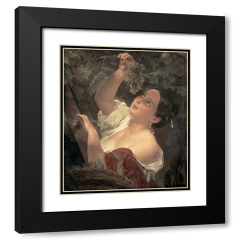 Noon in Italy Black Modern Wood Framed Art Print with Double Matting by Briullov, Karl Pavlovic