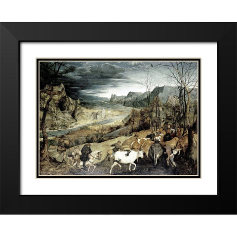 Return of the Herd Black Modern Wood Framed Art Print with Double Matting by Bruegel the Elder, Pieter