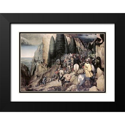 The Conversion of Saint Paul Black Modern Wood Framed Art Print with Double Matting by Bruegel the Elder, Pieter