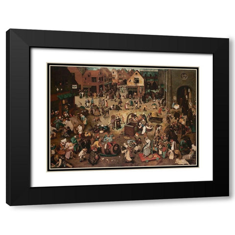 The Fight Between Carnival and Lent Black Modern Wood Framed Art Print with Double Matting by Bruegel the Elder, Pieter
