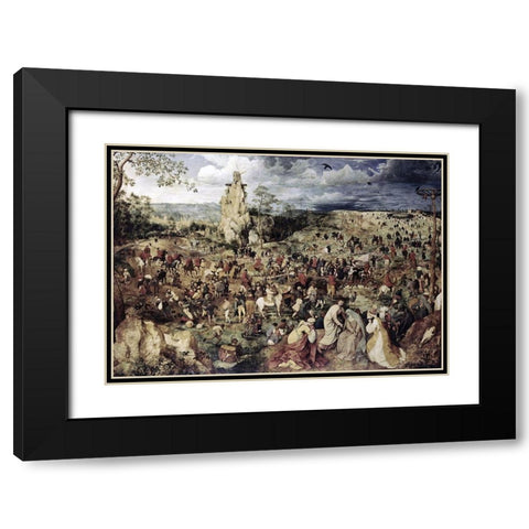The Procession to Calvary Black Modern Wood Framed Art Print with Double Matting by Bruegel the Elder, Pieter