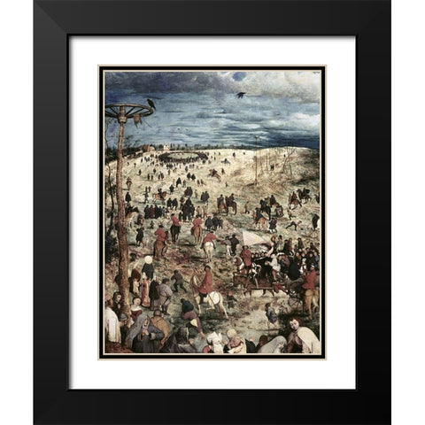 The Procession to Calvary (Detail) (II) Black Modern Wood Framed Art Print with Double Matting by Bruegel the Elder, Pieter
