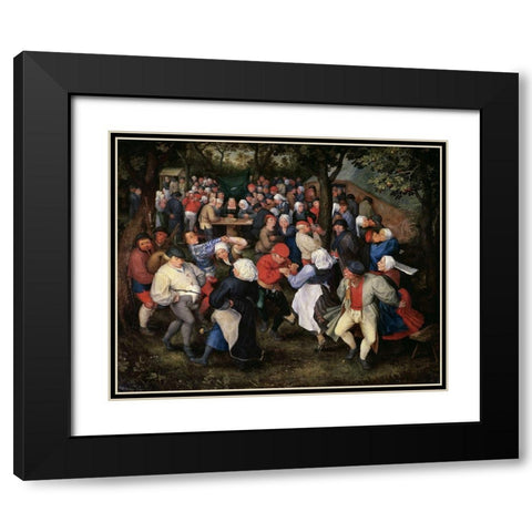 Village Celebration (II) Black Modern Wood Framed Art Print with Double Matting by Bruegel the Elder, Pieter