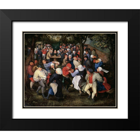 Village Celebration (II) Black Modern Wood Framed Art Print with Double Matting by Bruegel the Elder, Pieter