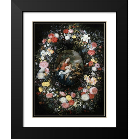 Mystic Marriage of Saint Catherine Black Modern Wood Framed Art Print with Double Matting by Jan Brueghel the Elder