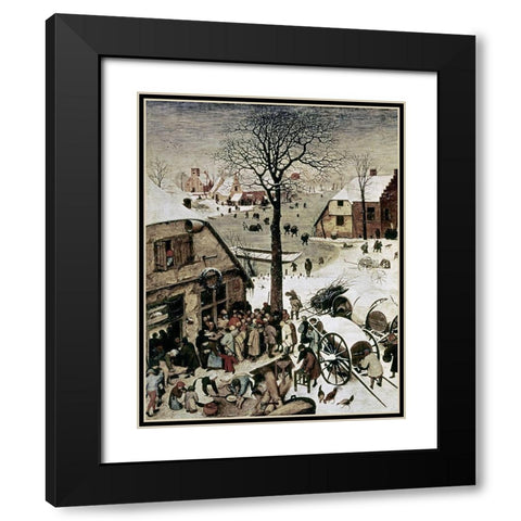 Census at Bethlehem - Detail Black Modern Wood Framed Art Print with Double Matting by Bruegel the Elder, Pieter