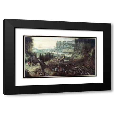 Suicide of Saul Black Modern Wood Framed Art Print with Double Matting by Bruegel the Elder, Pieter