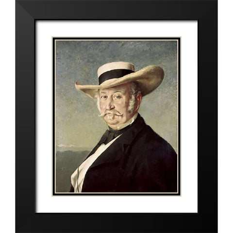 General John A. Sutter Black Modern Wood Framed Art Print with Double Matting by Buchser, Frank