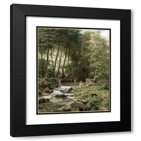 An Alpine Lake Landscape Black Modern Wood Framed Art Print with Double Matting by Buhler, Franz Xaver