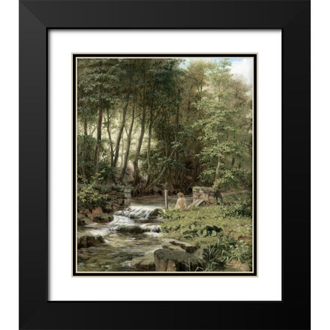 An Alpine Lake Landscape Black Modern Wood Framed Art Print with Double Matting by Buhler, Franz Xaver