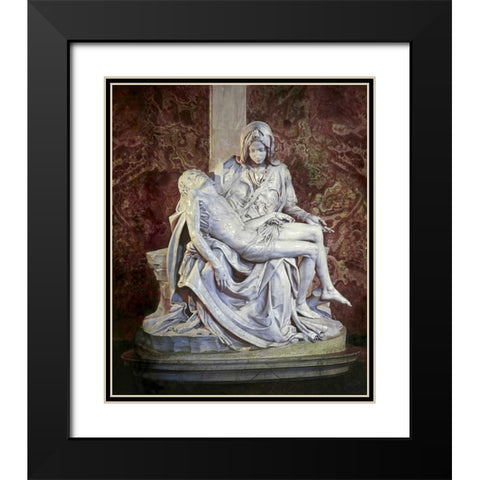 Pieta Black Modern Wood Framed Art Print with Double Matting by Michelangelo