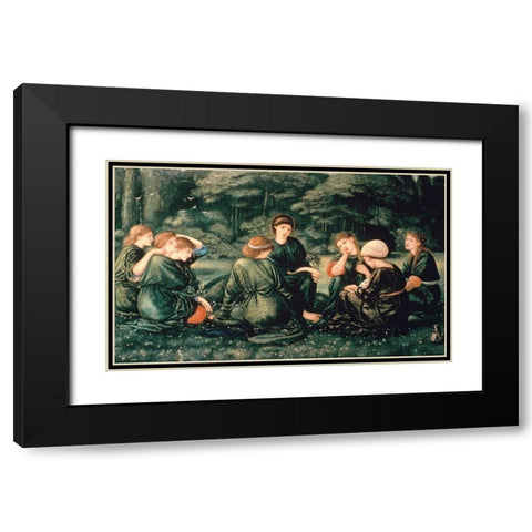 Green Summer Black Modern Wood Framed Art Print with Double Matting by Burne-Jones, Sir Edward