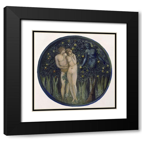 Temptation Black Modern Wood Framed Art Print with Double Matting by Burne-Jones, Sir Edward
