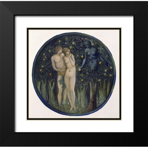 Temptation Black Modern Wood Framed Art Print with Double Matting by Burne-Jones, Sir Edward