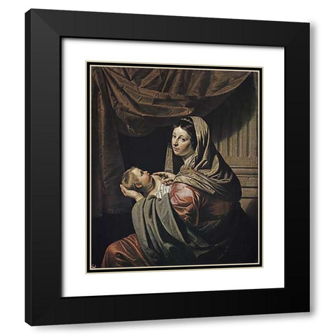 Madonna and Child Black Modern Wood Framed Art Print with Double Matting by Van Bylert, Jan
