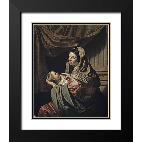 Madonna and Child Black Modern Wood Framed Art Print with Double Matting by Van Bylert, Jan