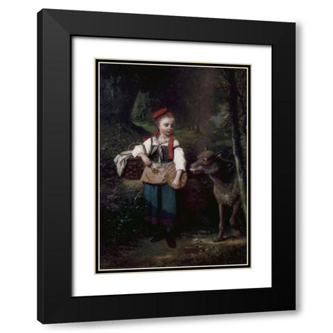 Little Red Riding Hood Black Modern Wood Framed Art Print with Double Matting by Cabaillot-Lassalle, Louis-Simon