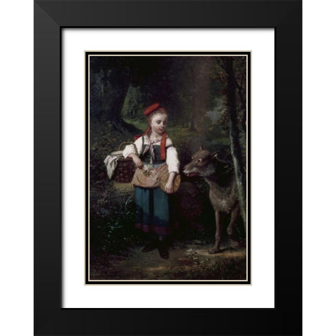 Little Red Riding Hood Black Modern Wood Framed Art Print with Double Matting by Cabaillot-Lassalle, Louis-Simon