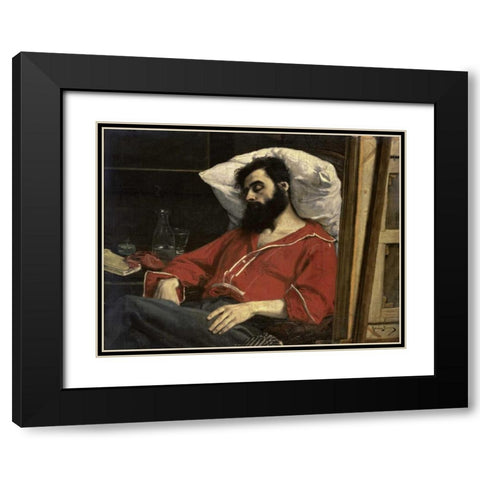 Convalescent Black Modern Wood Framed Art Print with Double Matting by Carolus-Duran, Emile Auguste