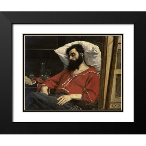 Convalescent Black Modern Wood Framed Art Print with Double Matting by Carolus-Duran, Emile Auguste