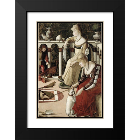 Two Venetian Ladies - The Courtesans Black Modern Wood Framed Art Print with Double Matting by Carpaccio, Vittore