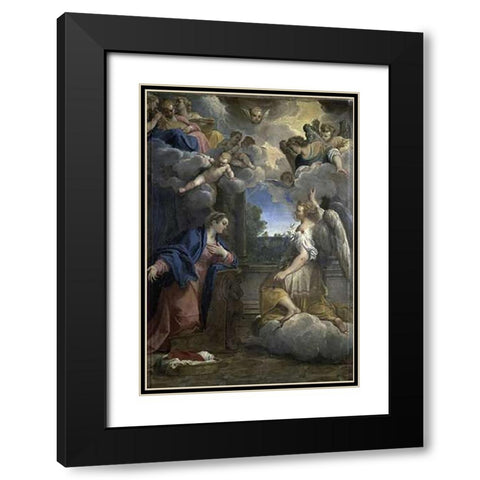Annunciation Black Modern Wood Framed Art Print with Double Matting by Carracci, Agostino