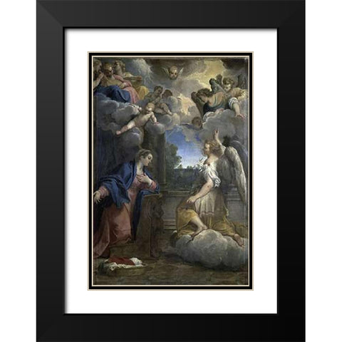 Annunciation Black Modern Wood Framed Art Print with Double Matting by Carracci, Agostino