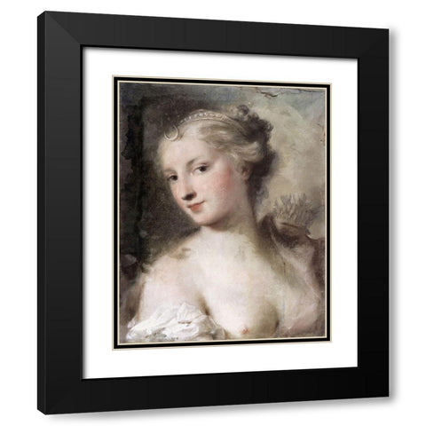 Diana Black Modern Wood Framed Art Print with Double Matting by Carriera, Rosalba