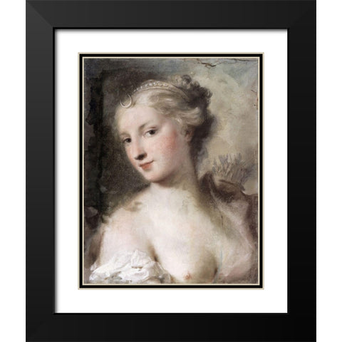 Diana Black Modern Wood Framed Art Print with Double Matting by Carriera, Rosalba